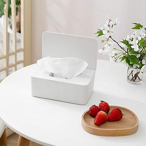 Lqp-ZJH Caja de toallitas húmedas de escritorio sello toallitas de papel Caja de almacenamiento dispensador titular hogar de materiales plásticos a prueba de polvo con tapa de caja de pañuelos