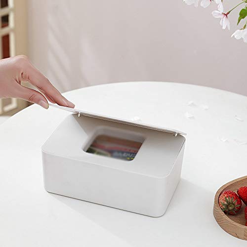 Lqp-ZJH Caja de toallitas húmedas de escritorio sello toallitas de papel Caja de almacenamiento dispensador titular hogar de materiales plásticos a prueba de polvo con tapa de caja de pañuelos