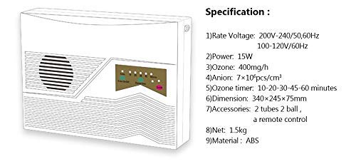 LQZHP Limpiador purificador de aire para ionizador de casa, 220 V, 110 V, generador de ozonizador y mando a distancia