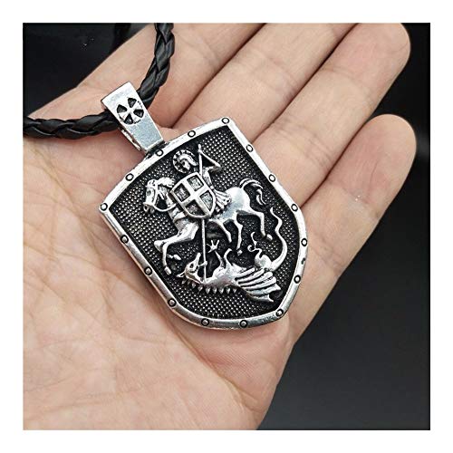 LSBXWL Nostalgia 1pcs Hombres Collar Santa Cruz Escudo de protección Medalla Colgante (Metal Color : Antique Bronze Plated)