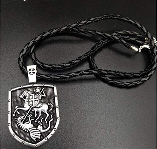 LSBXWL Nostalgia 1pcs Hombres Collar Santa Cruz Escudo de protección Medalla Colgante (Metal Color : Antique Bronze Plated)