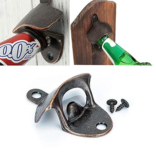 LSWL Botella de la vendimia abridor montado en la pared del vino de cerveza abridor Barra de Herramientas potable for el Hogar Party decoración de la cocina (Color : Red bronze)