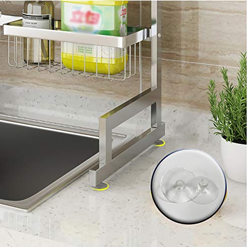 L&T sobre El Fregadero Escurreplatos Baldas Cocina,Acero Inoxidable Escurridor De Platos con Soporte For Utensilios Estante para Platos Organizador Encimera Plata 91cm(36inch)