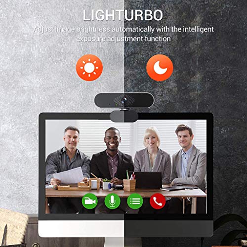 LTJX Webcam PC, 1080p/30fps, HD Web CAM con Micrófono Reductor de Ruido para Reunión, Curso por Internet, Videollamada, Rotación de 360° Gran Angular de 110° -Portátil, Mac, Windows