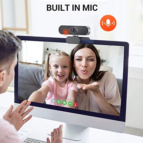 LTJX Webcam PC, 1080p/30fps, HD Web CAM con Micrófono Reductor de Ruido para Reunión, Curso por Internet, Videollamada, Rotación de 360° Gran Angular de 110° -Portátil, Mac, Windows