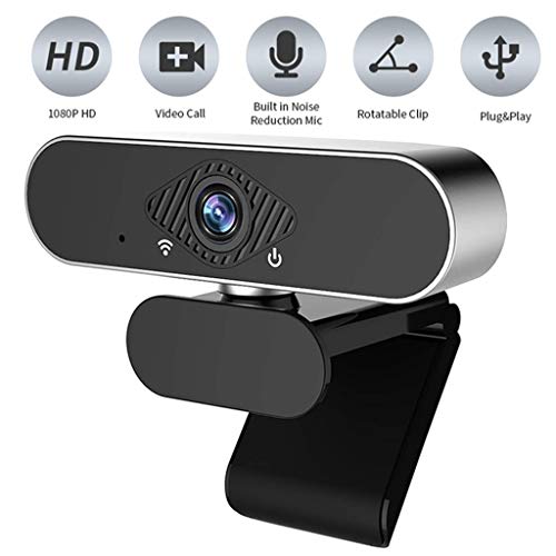 LTJX Webcam PC, 1080p/30fps, HD Web CAM con Micrófono Reductor de Ruido para Reunión, Curso por Internet, Videollamada, Rotación de 360° Gran Angular de 110° -Portátil, Mac, Windows