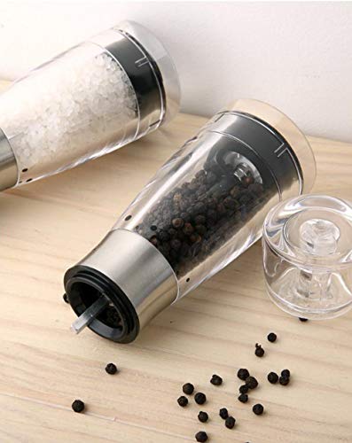 LTLWSH Molinillos de Sal y Pimienta, Manual Moledor de Sal y Pimienta con Acrílico Molino de Pimienta y Sal con Buen Agarre,Paquete Contiene 2
