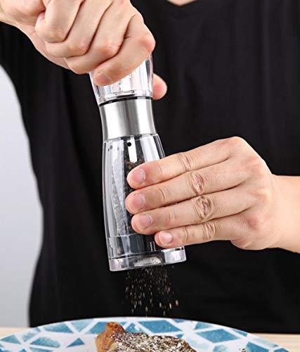 LTLWSH Molinillos de Sal y Pimienta, Manual Moledor de Sal y Pimienta con Acrílico Molino de Pimienta y Sal con Buen Agarre,Paquete Contiene 2