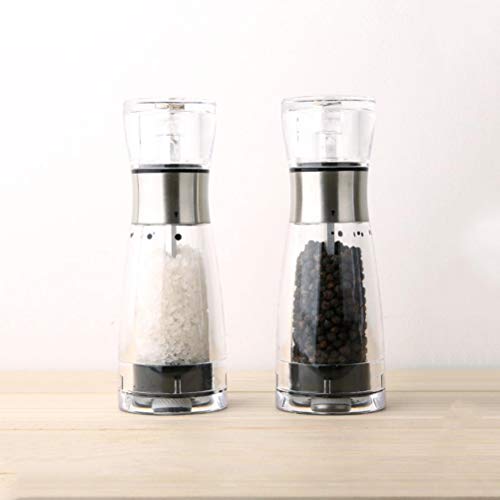 LTLWSH Molinillos de Sal y Pimienta, Manual Moledor de Sal y Pimienta con Acrílico Molino de Pimienta y Sal con Buen Agarre,Paquete Contiene 2