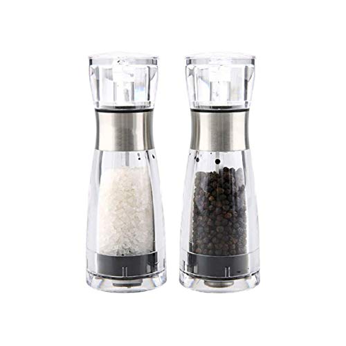 LTLWSH Molinillos de Sal y Pimienta, Manual Moledor de Sal y Pimienta con Acrílico Molino de Pimienta y Sal con Buen Agarre,Paquete Contiene 2