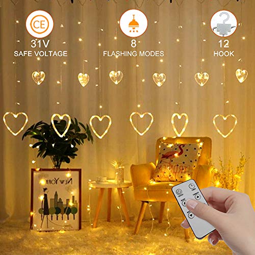 Luces de Cadena de Cortina, 2.5m*1m Cable de Cobre Cortina de Luz LED Impermeables para Ambientes de Bodas al Aire Libre, Fiesta, Navidad, Decoración de Dormitorio
