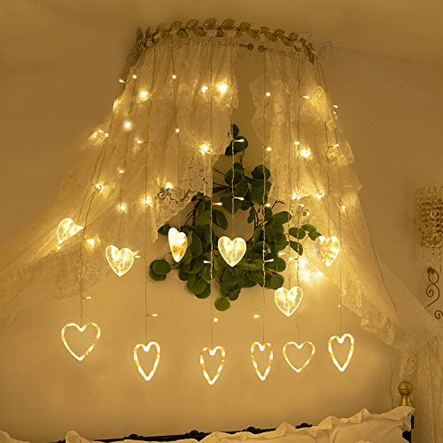 Luces de Cadena de Cortina, 2.5m*1m Cable de Cobre Cortina de Luz LED Impermeables para Ambientes de Bodas al Aire Libre, Fiesta, Navidad, Decoración de Dormitorio