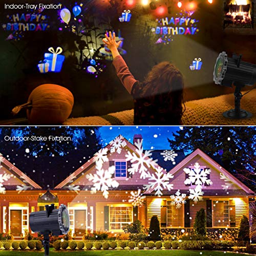 Luces Proyector Navidad LED Luces Proyector Exterior/Interiores Iluminación de Proyector de Jardín Lámpara de Proyector con 16 HD Patrones con Mando a Distancia para Navidad