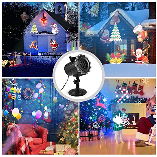 Luces Proyector Navidad LED Luces Proyector Exterior/Interiores Iluminación de Proyector de Jardín Lámpara de Proyector con 16 HD Patrones con Mando a Distancia para Navidad