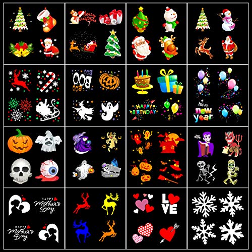 Luces Proyector Navidad LED Luces Proyector Exterior/Interiores Iluminación de Proyector de Jardín Lámpara de Proyector con 16 HD Patrones con Mando a Distancia para Navidad