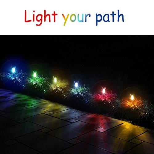 Luces solares para el jardín Gigalumi, camino de luces LED para exteriores, de acero inoxidable, 12 unidades, Colored
