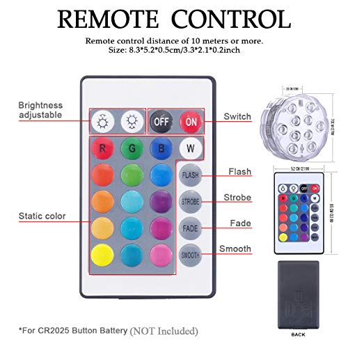 Luces sumergibles Luces LED sumergibles con luces subacuáticas a prueba de agua con control remoto Luces decorativas LED para iluminación flotante Florero, pecera, bodas