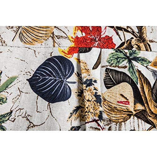 Luckycat Hombre de algodón Lino Camisa de Manga Corta Camisa Hawaiana Señores Manga Corta Bolsillo Delantero Impresión de Hawaii Playa Camisas Hombre Verano Camiseta Floral Estampado Tops