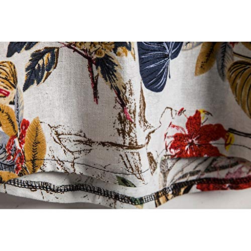 Luckycat Hombre de algodón Lino Camisa de Manga Corta Camisa Hawaiana Señores Manga Corta Bolsillo Delantero Impresión de Hawaii Playa Camisas Hombre Verano Camiseta Floral Estampado Tops