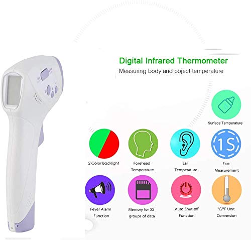 Luckywing Termómetro de Frente，Termómetro Infrarrojos Lecturas Instantáneas Termómetro Digital sin Contacto Profesional Alarma de Fiebre Conversión ℃ / ℉ para Bebés, Niños, Adultos, Comida