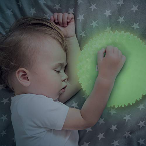 LUDI - Pelota sensorial fosforescente para Despertar al bebé A Partir de 6 Meses. Pequeños Tacos Duros. Pelota de Juego o de Masaje fácil de agarrar Luz Nocturna pequeña Diámetro: 15 cm - Ref. 30025