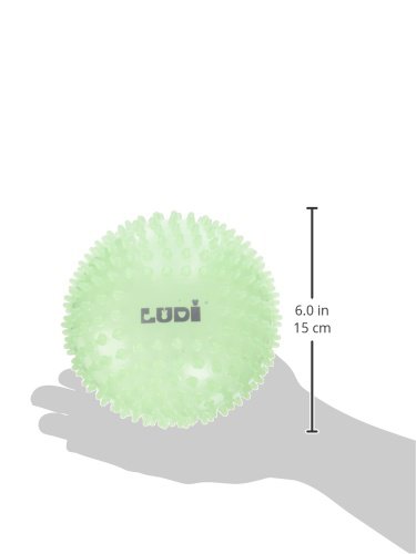 LUDI - Pelota sensorial fosforescente para Despertar al bebé A Partir de 6 Meses. Pequeños Tacos Duros. Pelota de Juego o de Masaje fácil de agarrar Luz Nocturna pequeña Diámetro: 15 cm - Ref. 30025