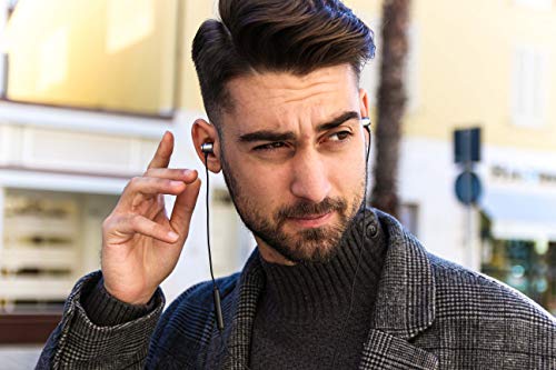 LUDOS Clamor Auriculares con Micrófono y Cable, Cascos Espuma de Memoria, Cable Reforzado, Graves y Control de Volumen Earphones para Mi, Xiaomi, iPhone, Samsung, Huawei, Ordenador, Portátil, PC