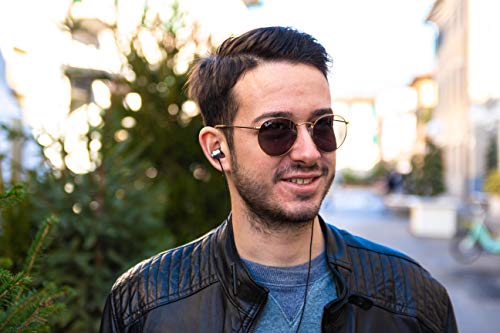 LUDOS Clamor Auriculares con Micrófono y Cable, Cascos Espuma de Memoria, Cable Reforzado, Graves y Control de Volumen Earphones para Mi, Xiaomi, iPhone, Samsung, Huawei, Ordenador, Portátil, PC