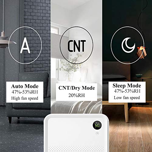 LUKO 12L Deshumidificador Silencioso Compactos Portátil 1 Botón 3 Modo Fácil de Controlar Parada Automática Deshumidificador Habitacion con Desague Bajo Consumo Deshumificadores de Humedad180W/0,95A