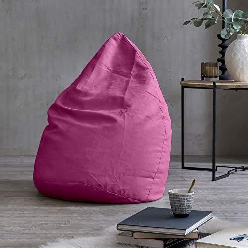 Lumaland Beanbag PUF otomano Puff XL Comfortline 120 lt sillón con Relleno Innovador y Costuras reforzadas Pink