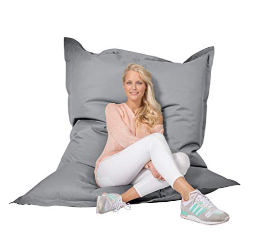 Lumaland PUF otomano Puff XXL 140 x 180 cm 380l con Relleno Innovador Maxi Puff Interior Exterior Gris