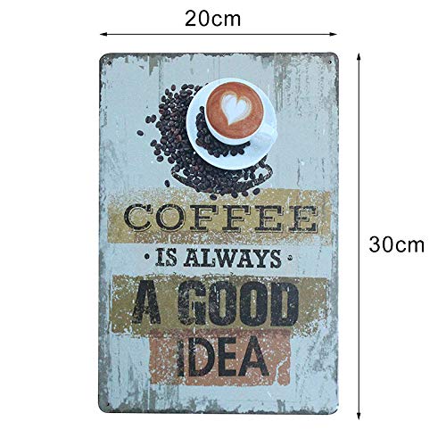Lumanuby - 1 Placa metálica de Diferentes Tipos de café y su Nombre con Texto Coffee House para cafetería, Restaurante, Bar, póster, tamaño 20 x 30 cm