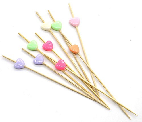 Lumanuby - Lote de 100 palillos para sándwiches o aperitivos, diseño con corazones de colores