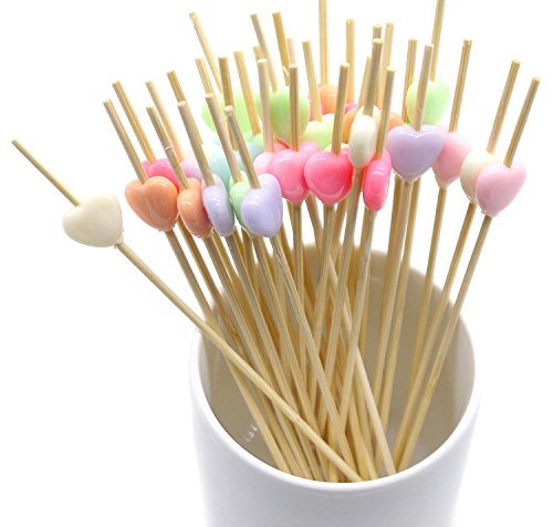 Lumanuby - Lote de 100 palillos para sándwiches o aperitivos, diseño con corazones de colores