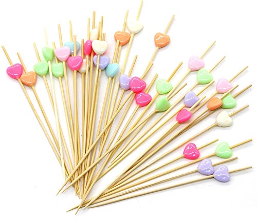 Lumanuby - Lote de 100 palillos para sándwiches o aperitivos, diseño con corazones de colores