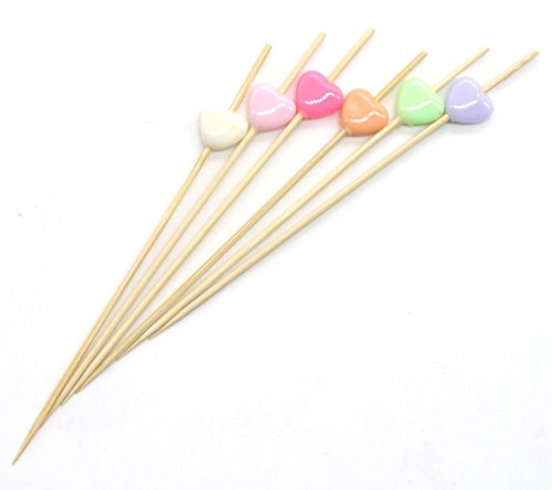 Lumanuby - Lote de 100 palillos para sándwiches o aperitivos, diseño con corazones de colores