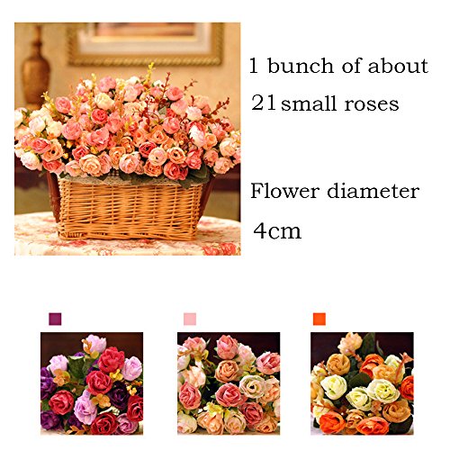 LumenTY Ramo de rosas artificiales de seda cada pack tiene 7 ramas con 21 flores falsa ideal para bodas /fiestas/cocinas y decoración del hogar