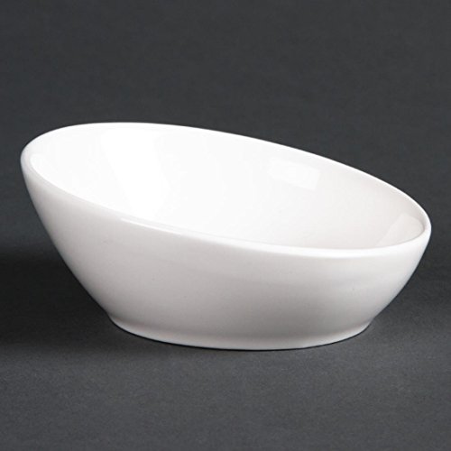 Lumina Fine China miniatura dp973 inclinados cuenco, blanco (Pack de 6)