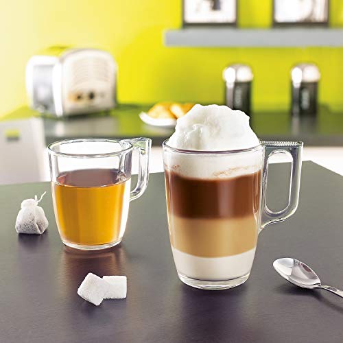 Luminarc Nuevo Set 6 tazas desayuno mugs café de vidrio para microondas 25cl, Negro
