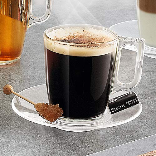 Luminarc Nuevo Set 6 tazas desayuno mugs café expresso de vidrio para microondas 9cl, Negro