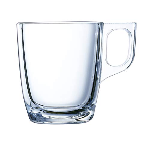 Luminarc Nuevo Set 6 tazas desayuno mugs café expresso de vidrio para microondas 9cl, Negro