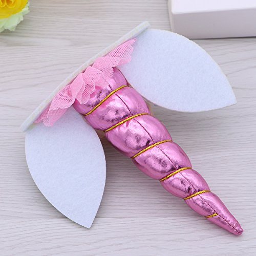 LUOEM Unicorn Cake Cake Topper con unicornio cuerno orejas y flores Cake Decorativo Cupcake Topper cumpleaños Baby Shower unicornio tema fiesta suministros (rosa)