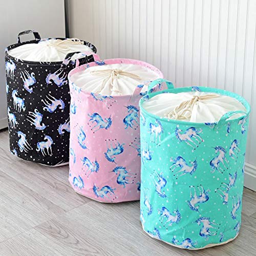 LUONE Cesta de lavadero, Impermeable a Prueba de Polvo Cesto de lavandería algodón de Lino través de babor Ropa Sucia Bolsa Juguetes para el hogar Artículos para la Cesta del almacenaje,Rosado