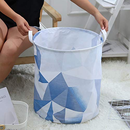 LUONE Cesto de lavandería, patrón de imitación de la Tela de algodón de Lino Cesta de lavadero Impermeable Ropa Sucia Bolsa Juguetes para el hogar Artículos para la Cesta del almacenaje,Azul