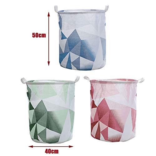 LUONE Cesto de lavandería, patrón de imitación de la Tela de algodón de Lino Cesta de lavadero Impermeable Ropa Sucia Bolsa Juguetes para el hogar Artículos para la Cesta del almacenaje,Azul