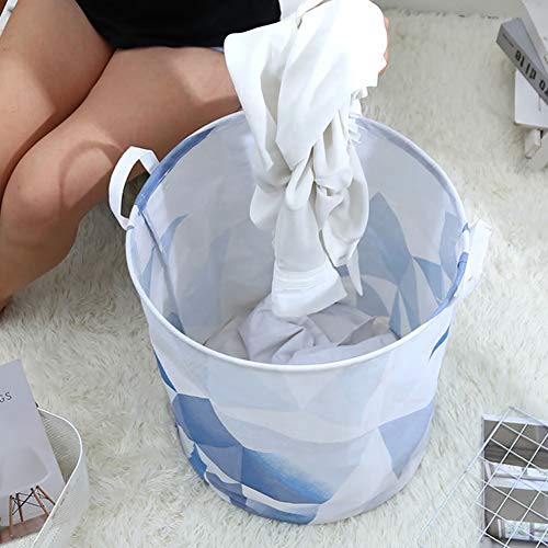 LUONE Cesto de lavandería, patrón de imitación de la Tela de algodón de Lino Cesta de lavadero Impermeable Ropa Sucia Bolsa Juguetes para el hogar Artículos para la Cesta del almacenaje,Azul