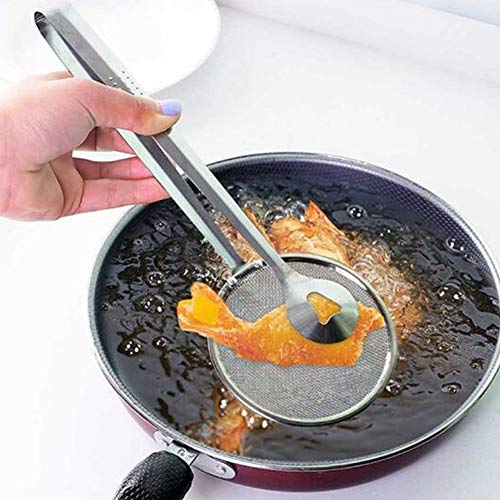 LUOXU Colador, colador de Acero Inoxidable, Acero Inoxidable Alimentación Clip Snack-freidora colador Barbacoa Buffet Que Sirve de Filtro Pinzas Frito Freír Malla colador de Aceite Escurridor