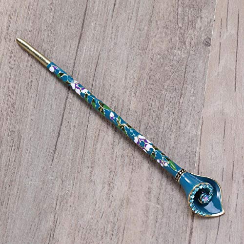 Lurrose Dibujo a color vintage Palillos para el cabello Cabello antiguo Palo Horquilla Horquilla para el cabello Cabello para niñas (Azul pavo real)