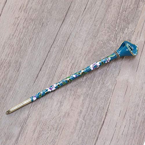 Lurrose Dibujo a color vintage Palillos para el cabello Cabello antiguo Palo Horquilla Horquilla para el cabello Cabello para niñas (Azul pavo real)