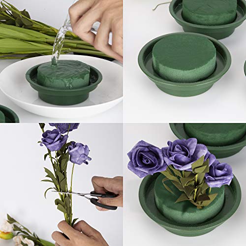 LUTER 8 Piezas Conjunto de de Composición Floral - Espuma floral, Bloque de Espuma Redondo Verde, Espuma Floral Esponja para Flores Secas Manualidades, Decoración de Bodas, Suministros de Floristería